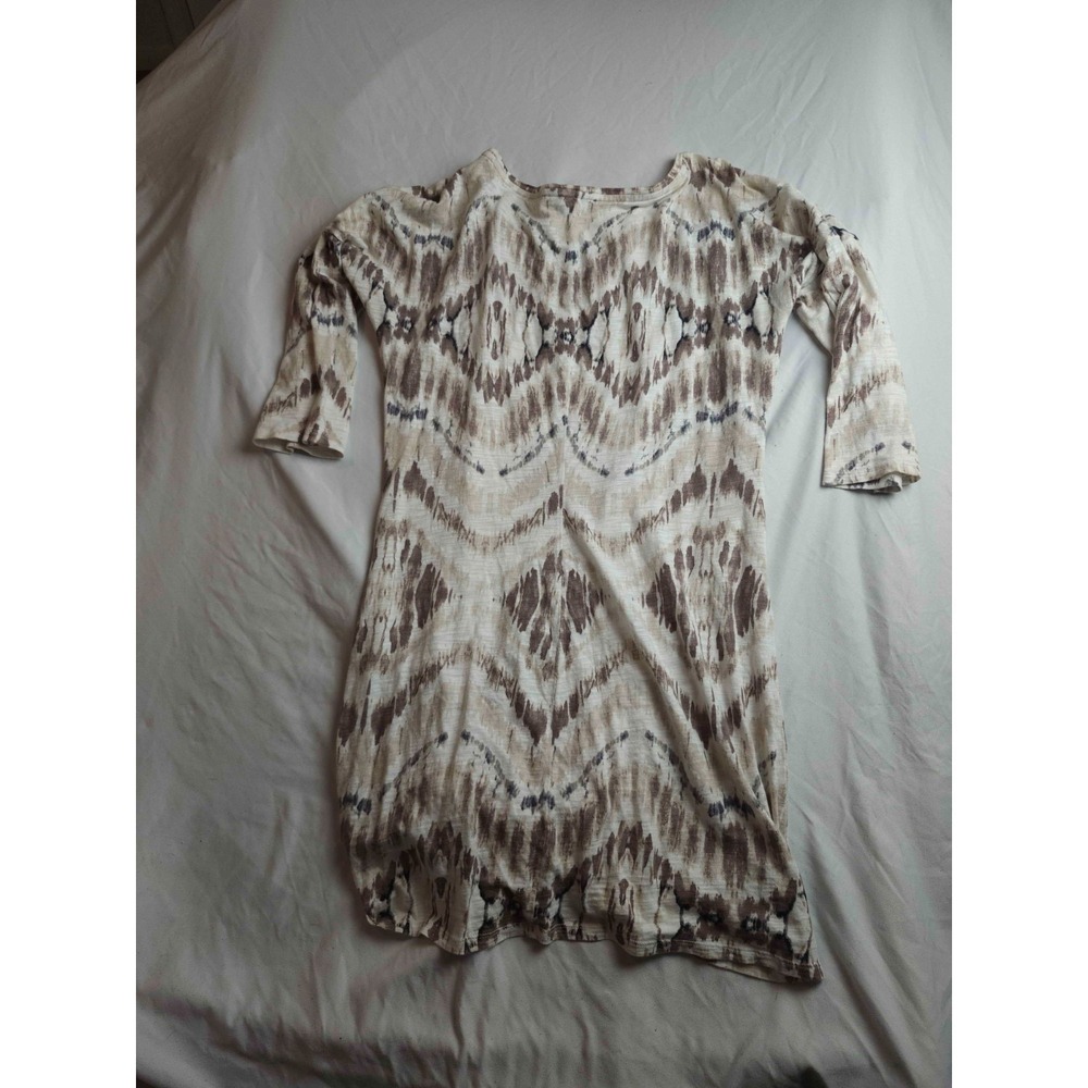 Express Shirt Womens Large Brown Tie Dye Tunic Short Sleeve Scoop Neck Casual - Picture 7 of 7